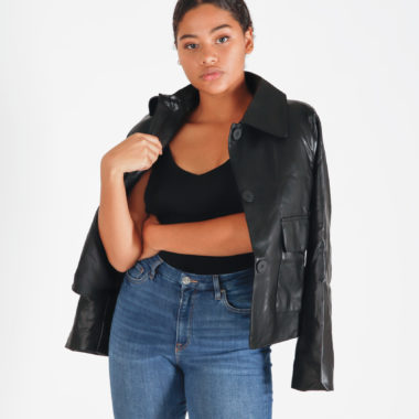 Faux Leather Collar Jacket