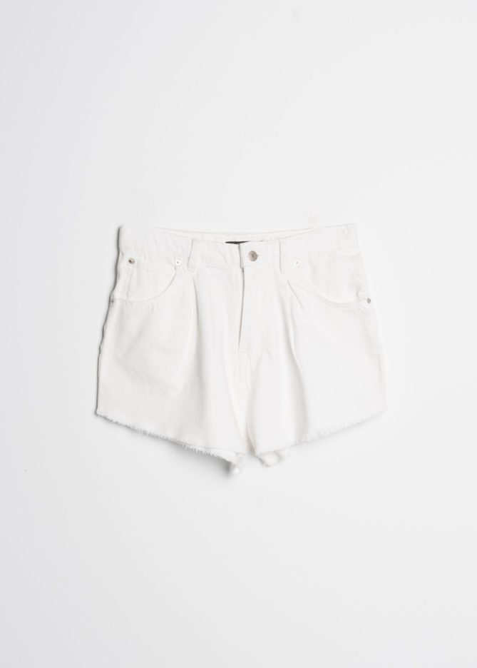 White Darted Shorts