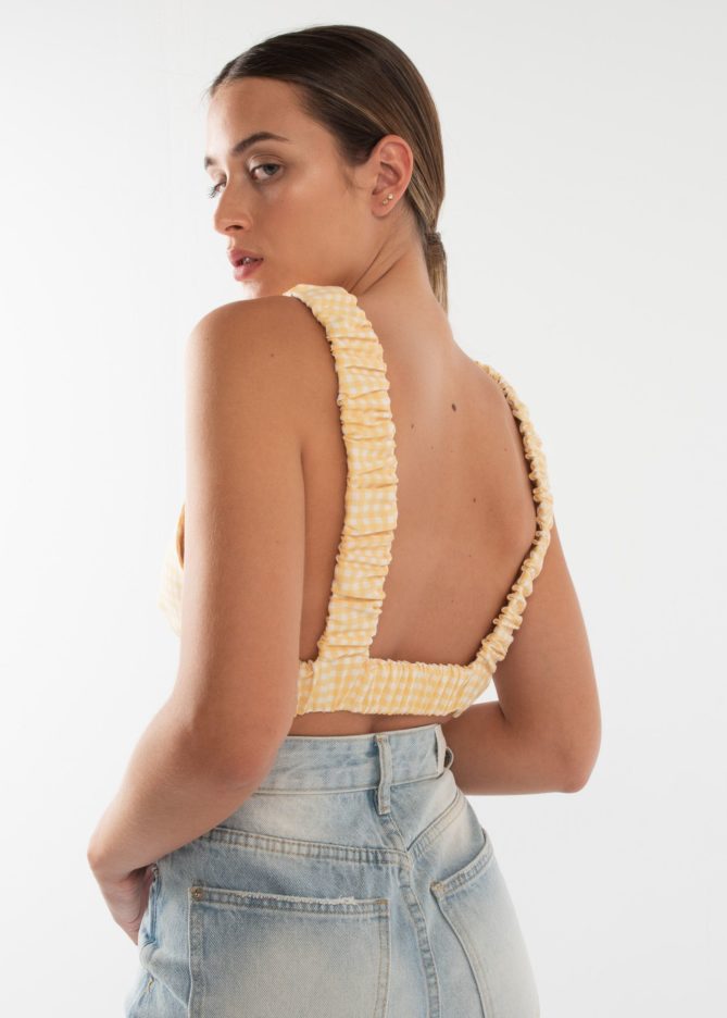 Yellow Gingham Open Back Top