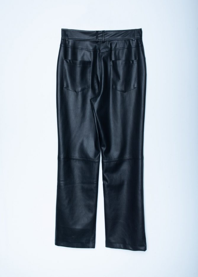 Black Faux Leather Loose Trousers