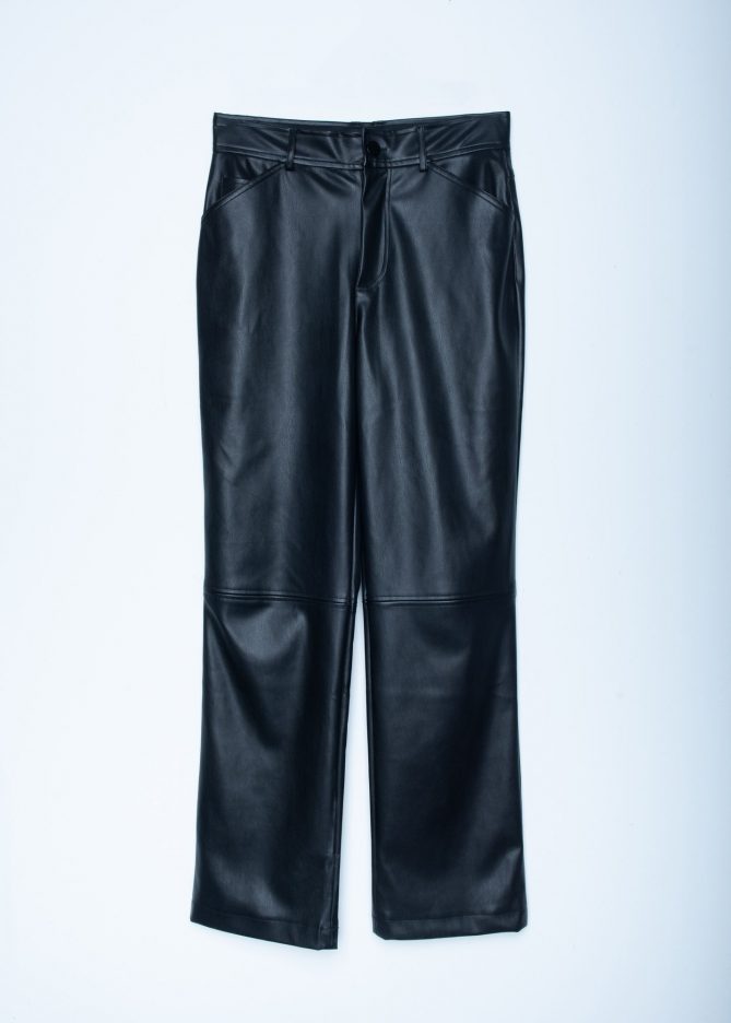 Black Faux Leather Loose Trousers