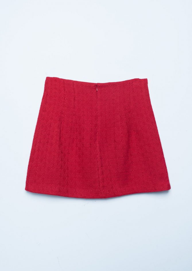 Red Tweed Mini Skirt