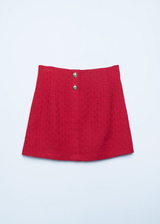 Red Tweed Mini Skirt