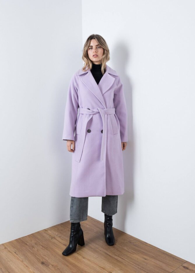 Lilac Long Belted Coat