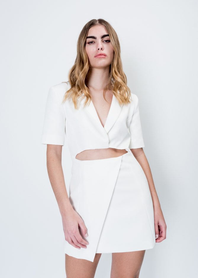 White Cutout Blazer Dress