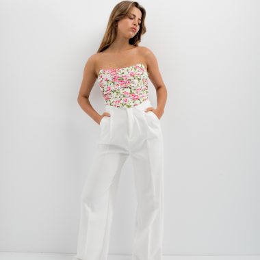 Floral Bustier Top – White