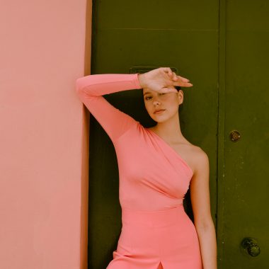 Long Sleeve One Shoulder Bodysuit – Pink