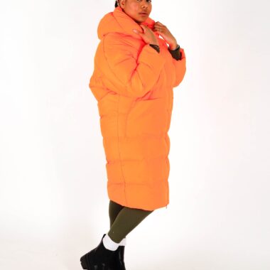 Orange Long Oversize  Padded Jacket