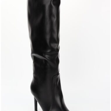 Black Ruched Stiletto Boots