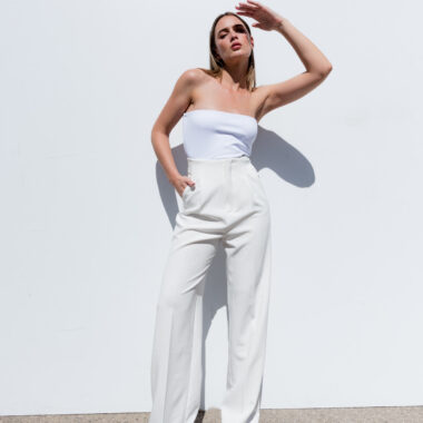 Pleat Loose Trousers – White