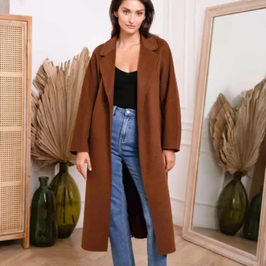 Brown Long Oversize Wool Coat